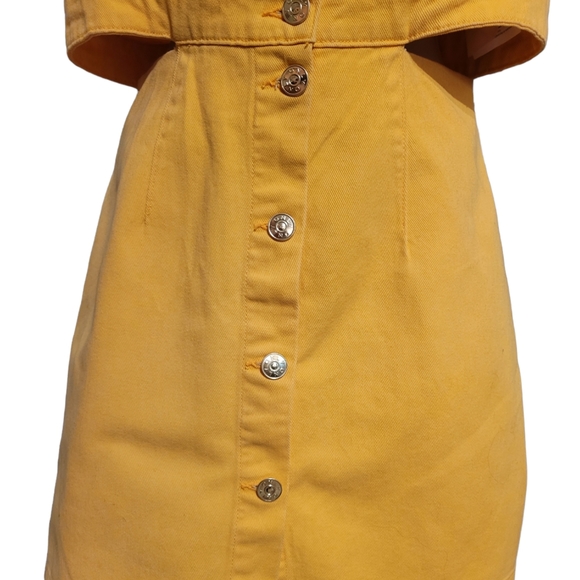 NWT Only Cut Out Dress M Denim Orange Closes with Metal Buttons in Front - Picture 6 of 13